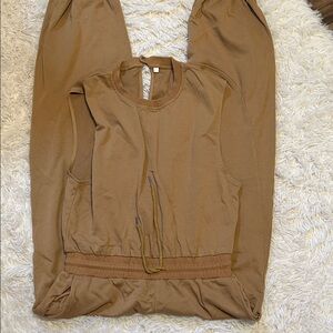 Chic Tan Sleeveless Blouse